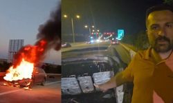 Elektrikli otomobil alev alev!  'Ailemi 1.5 dakika arayla kurtardım'