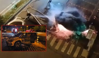 Elektrikli otomobil şarj olurken alev alev yandı