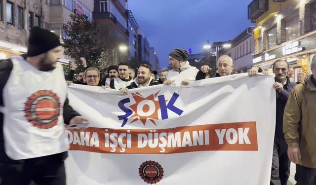 İşten çıkarılan ŞOK Depo işçileri Trabzon'da yürüdü: Alın terimizin karşılığı sistemli şekilde gasp edilmekte