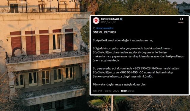 Şam Büyükelçiliği'nden Türk vatandaşlarına güvenlik uyarısı!