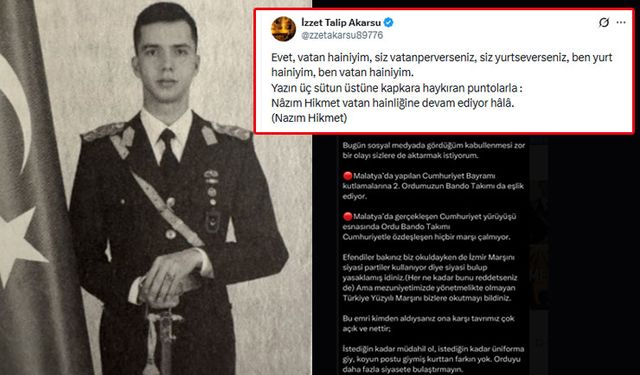 Teğmen Akarsu'dan Bakanlığa 'Nazım Hikmet' şiiriyle yanıt