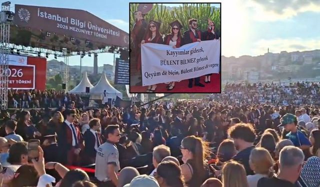 Bilgi mezuniyet töreninde kayyım rektöre protesto! Kürsüyü terk etti