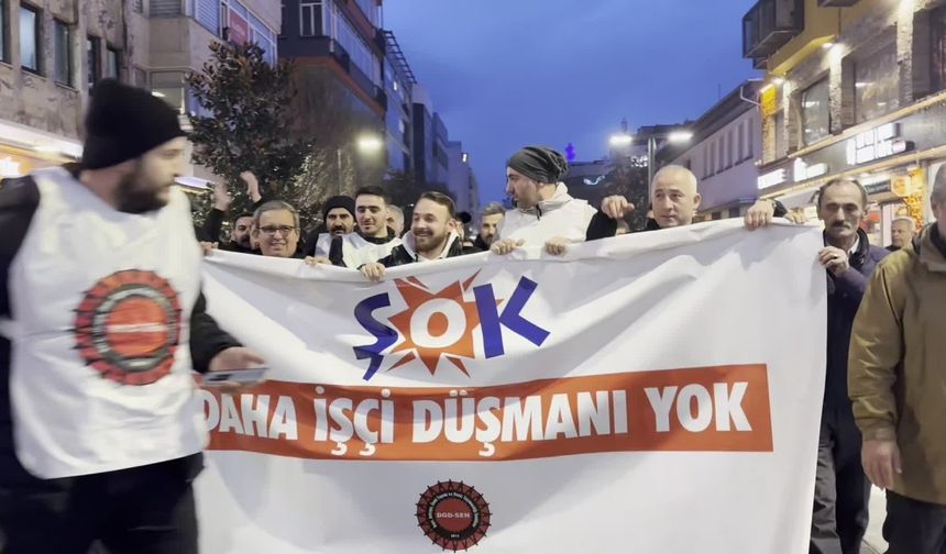 İşten çıkarılan ŞOK Depo işçileri Trabzon'da yürüdü: Alın terimizin karşılığı sistemli şekilde gasp edilmekte