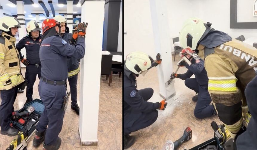 İstanbul itfaiyesi restoranın kolonunu kesti! İçinden bakın ne çıktı