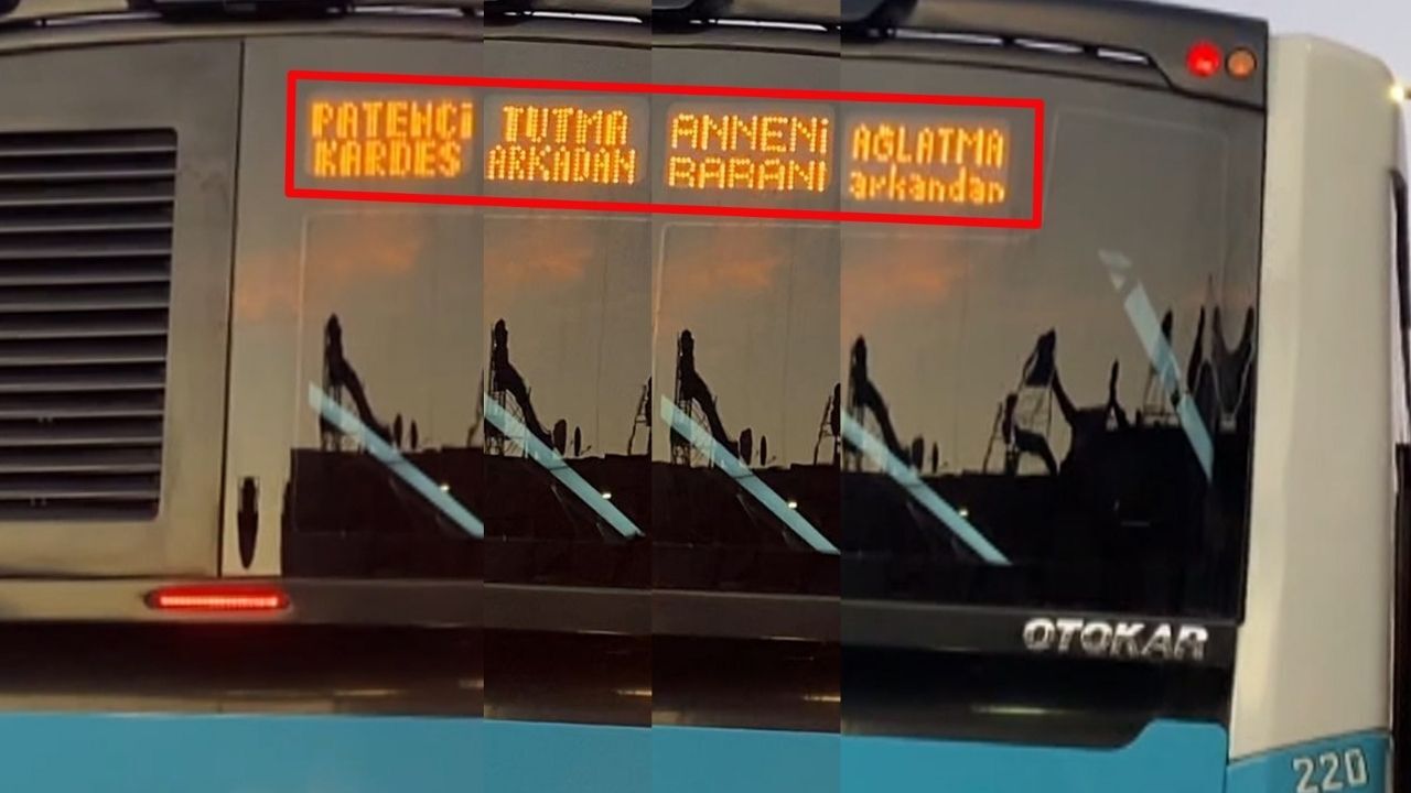 Otobüse tutunan patenli gençlere LED'li uyarı! 'Anneni babanı ağlatma arkandan'