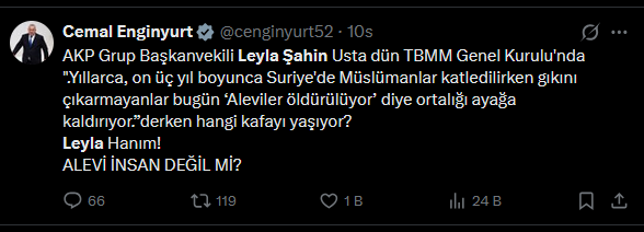 AKP'li Leyla Şahin'in Aleviler hakkındaki sözlerine tepkiler çığ gibi