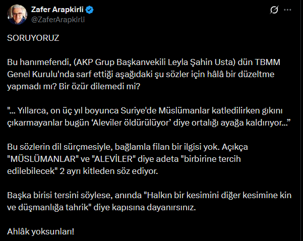AKP'li Leyla Şahin'in Aleviler hakkındaki sözlerine tepkiler çığ gibi