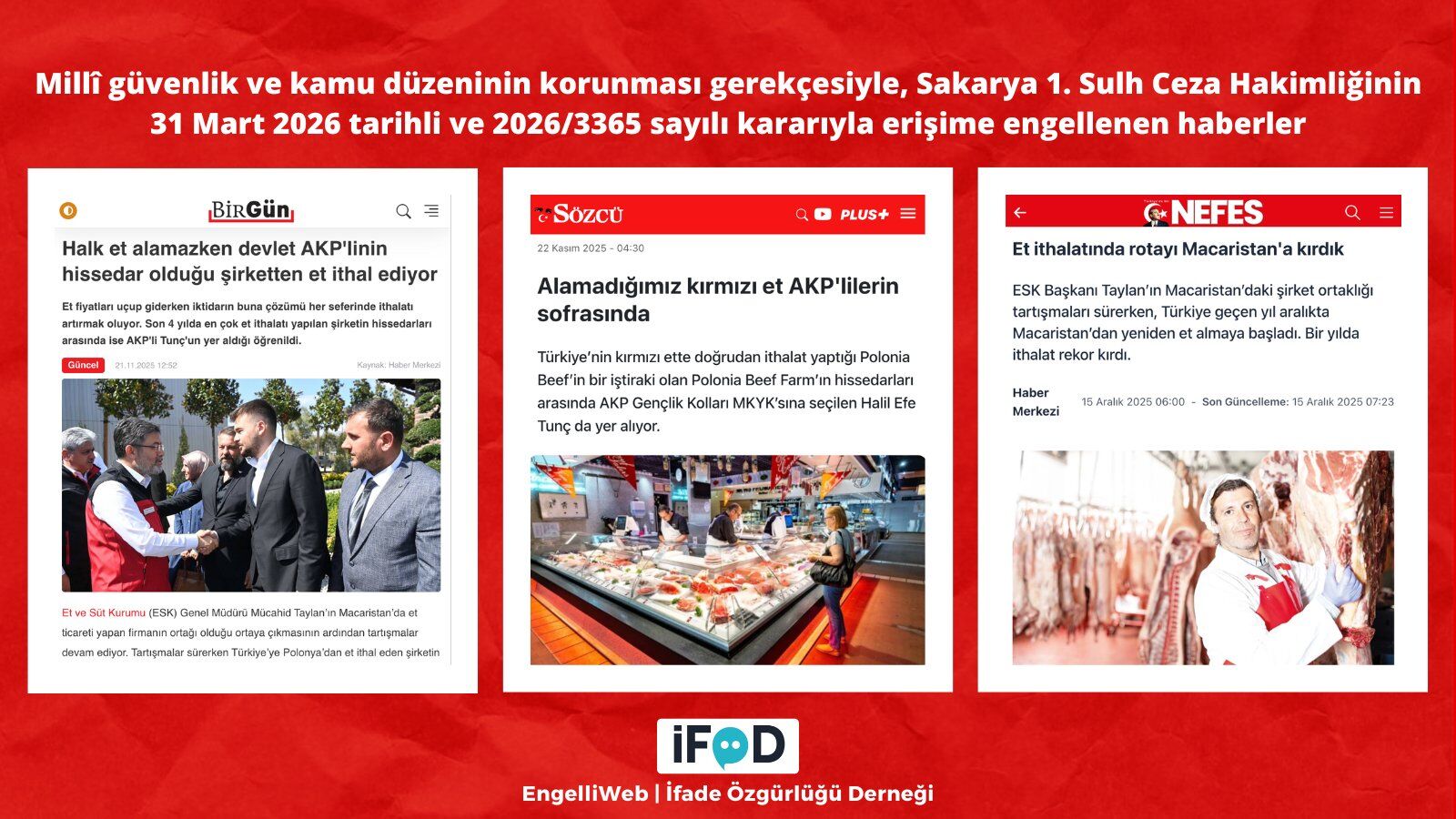 Erişim engeli getirilen haberler